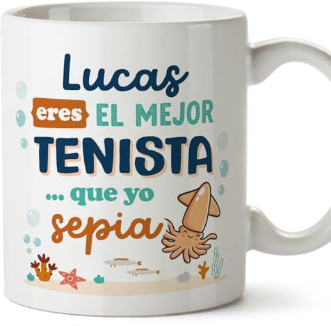 MUGFFINS Tazas Personalizadas para TENISTA hombre - En Español - Mejor que yo Sepia - 11 oz / 330 ml - Regalo Personalizable original y divertido