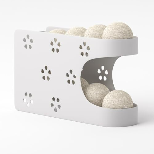 WDT Tool Magnetic Dryer Ball Holder for Laundry Room,Automatic Dryer Balls Roller Chute Container & Organizer,Dryer Ball Dispenser for Storage,White Dryer Ball Basket (No Balls)