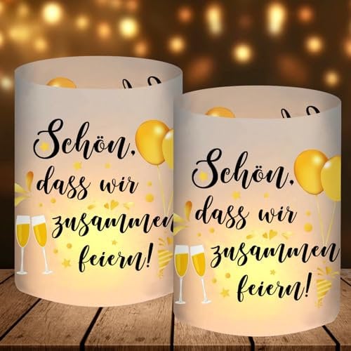 12 Windlicht Tischdeko Geburtstag, Geburtstagsdeko Frauen Mann Mädchen Jungen, JGA Polterabend Rente Gartenparty Babyparty Kindergeburtstag Jubiläum Deko, für Teelichter/Kerzen
