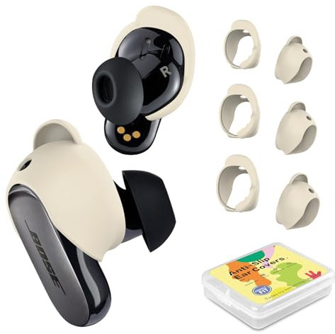 Ohrstöpsel für Bose QuietComfort Earbuds II (2022) & Bose QuietComfort Ultra Ohrhörer (2023), Silikon-Sport-Ohrbügel-Abdeckung, Anti-Rutsch-Ersatz-Ohrstöpsel-Zubehör (S, M, L) (Weiß, 3 Paar)