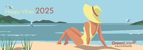 GreenLine - Happy Vibes 2025 Tischquerkalender, 29,7x10,5cm, Tischkalender mit hochwertigem Papier, praktische Alltagsorganisation für persönliches & berufliches Zeitmanagement