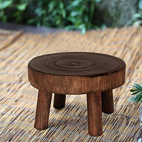 RUVANE footstool Solid Wood Round Bench Flower Pot Holder Plant and Succulent Flower Pot Base Display Stand Stool Home Garden Patio Decor Footrest Footstool Star of Light