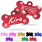 Ibera gifts - Hundemarke mit Gravur und personalisierte Hundemarke in Knochenform für mittelgroße bis große Hunde und Katzen (Rot, Pfoten)