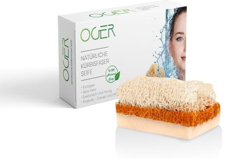 OGER Natürliche Kürbisfaser Seife 110 Gr - Eselsmilch und Honig 1Stück