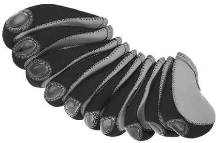M METERXITY 10 Pack Golf Club Iron Head Covers - Visible Window Golf Club Iron Wedge, Fits Most Clubs, Apply to Golf Sport (Gray Black)