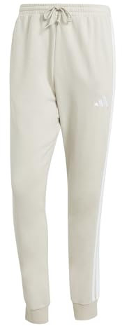 adidas Men's Essential Three Stripes French Terry Pant, Wonder Alumina/White, L