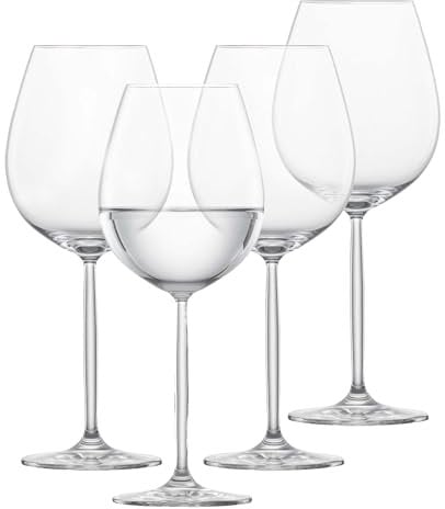 SCHOTT ZWIESEL Copas de vino tinto Muse (set de 4), copas de cristal clásicas para vino tinto o agua, copas de vino Tritan aptas para lavavajillas, fabricadas en Alemania (art. nº. 123667)