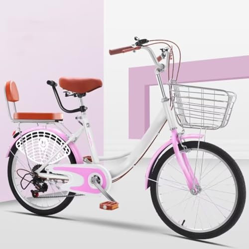 City-Pendlerfahrrad für erwachsene Frauen,komplette Cruiser-Fahrräder,verstellbarer Lenker und Sattel,Rücksitz mit Rückenlehne und Hinterradschutz,6-Gang-Hybridfahrrad,Vorder- und Hinterradbremsen