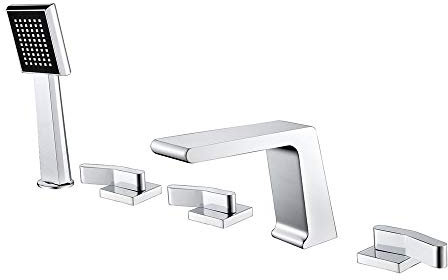 OUZBEM Küchenarmatur, Moderne 5-Loch-Badewanne, Dusche, Badewanne, Mischbatterie, Füller, Badezimmer, Waschbecken, Waschbecken-Set, Handschlauch und Handgerät, Badewannen-Vollarmatur-Paket, Kopf,