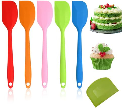 Spatole in Silicone, 21cm Spatola Silicone Cucina, 5 Pezzi Resistente Al Calore 260℃ Leccapentole Silicone, Spatola Lunga Cucina, Antiaderente, Spatula Silicone per Mescolare, Cuocere, Cucinare
