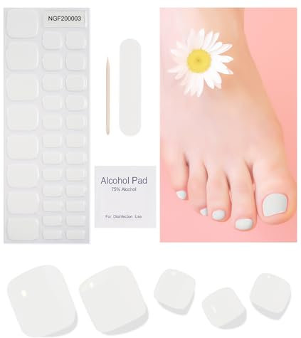 Ongles en Gel UV Semi Durci - 32 pcs D'orteil Vernis À Ongles Autocollants Auto-adhésifs Autocollant Pour Ongles en Gel Full Cover Décorations Manucure Pour Ongle D'orteil Longue