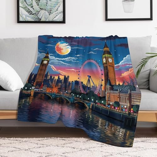 London Stadtbild Wolldecke Für Couch – Flauschige Und Warme Decke Für Gemütliche Herbstnächte, 130×150cm