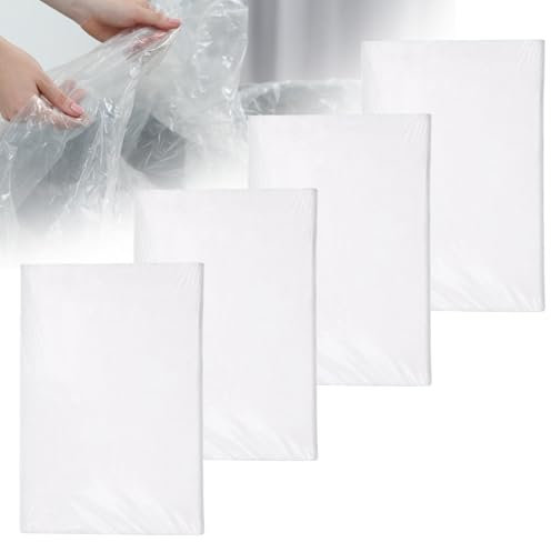 TranRantic 4 Pièces Bache de Protection Peinture Extra-larges, Plastiques de Protection Anti-poussière Transparent, Grand Protection Sol Peinture pour la Protection des Tapis et des Meubles(4m x 5m)