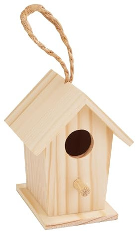 VBS Deko-Miniatur Vogelhaus mit Aufhänger, Kiefernholz, ca. H 8 cm