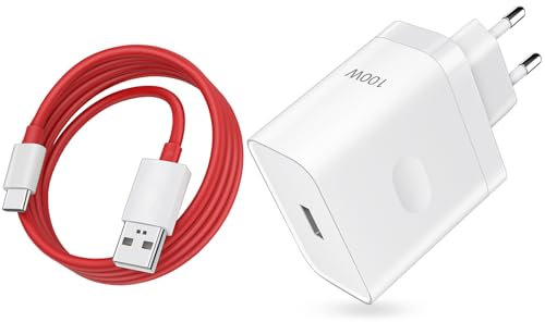 100W Cargador USB y SUPERVOOC Cable USB C 1M para OnePlus 13 Nord 4 3 Nord CE4 Lite 5G, 8A Adaptador Cargador y Cable Tipo C Carga SuperDart para OPPO Reno10 Pro+ Reno14 13 5G realme 11 Pro+