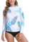 SURFEASY Womens Rash Vest Long Sleeve Ladies Sun Protection Swim Shirt Rash Guard Tops Swimsuit (Tropical Leaf,M)