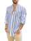 TARAINYA Leinenhemd Herren Langarm Baumwolle Freizeithemd Regular Fit mit Tasche Blau Weiß XL