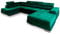 Masseno Ecksofa CASONE L-S mit Schlaffunktion U-Form, Sofa mit Bettkasten, Wohnzimmersofa, Couch, Soffa, Bettsofa, Couchgarnitur- Grün, Monolith 37