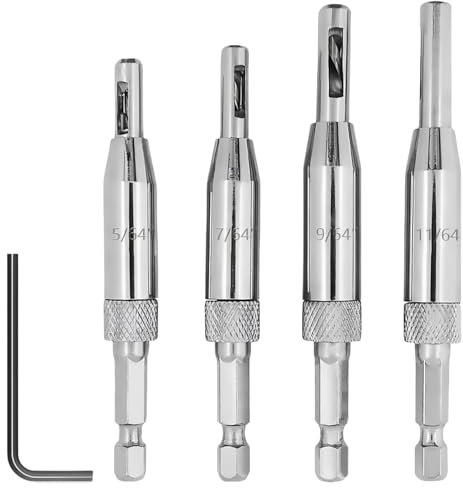 4Pcs Self Centering Drill Bit Set, 1/4 Inch Hex Shank Hinge Drill Bit Guide Set Quick Release Self Centering Drill Bits for Window Door Cabinet