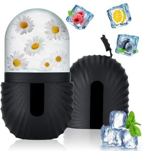 Zikenis Ice Roller,Ice Face Roller mit Gua Sha,Ice Roller for Face and Eyes,Silikon Wiederverwendbares Facial Ice Roller,Gesicht Straffung,reduziert Schwellungen,verbessert die Hautelastizität,Schwarz