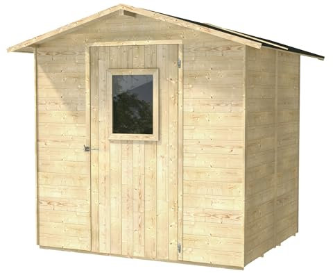 Gartenhaus Vaniglia 200x207 aus Fichtenholz 19 mm mit Tür und Fenster, Nut-und-Feder-Dach und Boden, einfacher Aufbau, PEFC-Zertifiziert