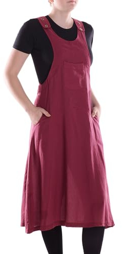 Vishes Alternative Bekleidung - Damen wadenlang Kleid Baumwolle Casual Oversize Look mit Taschen