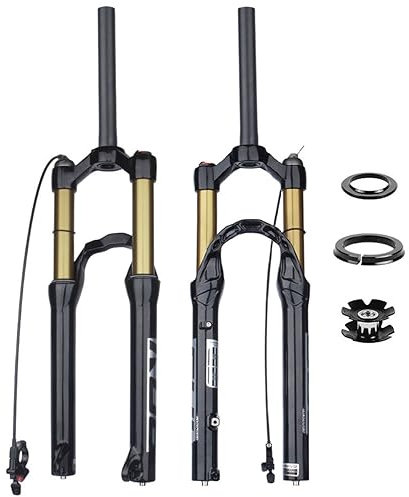 TOTLAC Forcella ad Aria per Bici da 24 Pollici, Attacco Dritto da 1-1/8 per BMX, Attacco QR 9x100 mm per Pneumatici da 2,4, Forcella Anteriore per Mountain Bike, Escursione 115 mm, RL c
