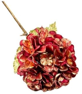 Generico Ortensia Natalizia Oro con Foglie Rosso - 18x70 cm