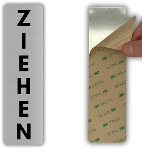 LEIASA | Türschild Ziehen - 5x18 cm - Aluminium - Aufziehen Öffnungshinweis | Aufkleber Ziehen Glastür, Hinweisschild Türgriff Ziehen, Plakette Zugrichtung, Klebeschild Herausziehen Symbol Pfeil