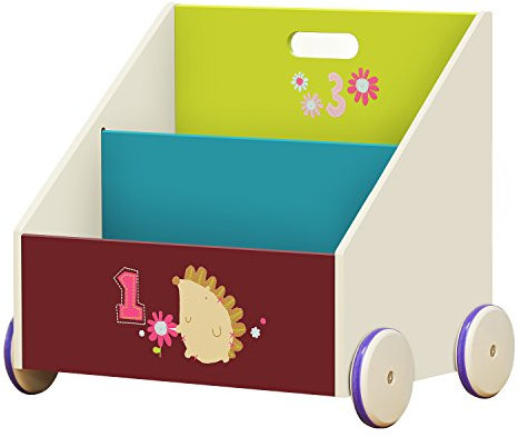 Labebe Kinder Bücherregal, Holz Standregal with Räder, Grüner Igel 2-in-1 Bücherregal Für Kinder 1-5 Jahre Alt, Bücherregal Holz/Klein Regal Bücher Kinder/Bücher Regal Kinderzimmer/Bücherregal Niedrig