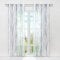 HongYa 1er-Pack Voile Gardine Transparenter Vorhang mit Ösen Wellen Druck H/B 245/140 cm Weiß Silber