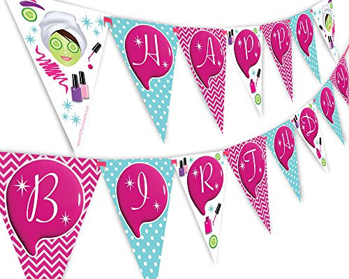 Pop Partys Spa- Party Happy Birthday Banner Wimpel – Glamour Party – Make Up Party Banner
