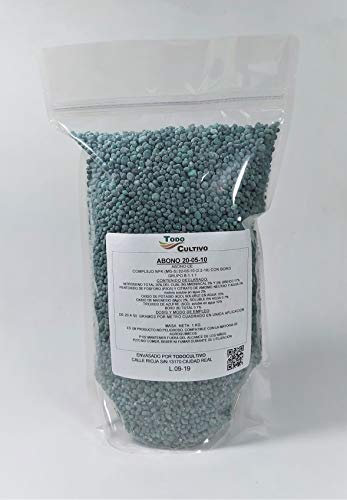 TODOCULTIVO Fertilizante NPK 20-05-10. 1 Kilo. Indicado para el Uso en frutales de Hueso y Frutos de cascara como Almendro, Pistacho, Olivo, avellano y Nogal.