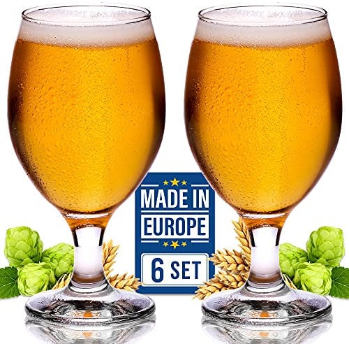 Volarium CRYSTALIA Luxus Biergläser 6er Set, 400 ml BLEIFREI Bierglas, Craft Beer Glass, Bierkelche, Stielbierglas, IPA Bierverkostungsglas, Bierkelchglas, Belgischen Stil Biergläser, Stielgläser
