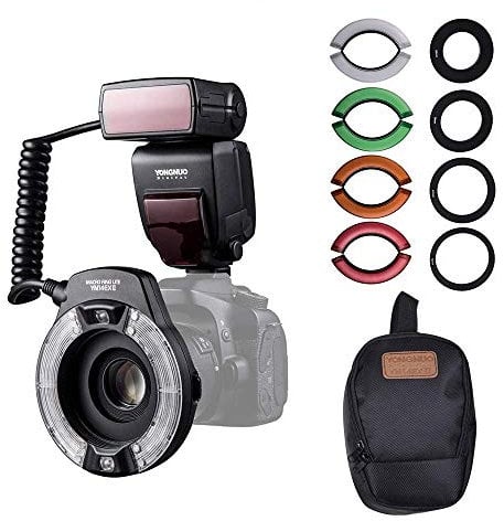 Yongnuo YN14EX II Makroring-Blitzlicht-Kit mit Adapterringen Farbtemperaturfilter Blitzschuhhalterung M/TTL-Blitz + NAMVO-Diffusor