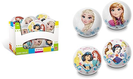 Mondo Toys-Shiny Glitter Balls Disney Frozen & Princess-Bälle, Box mit 12 sortierten Stücken in 2 Mustern, ideal für Partys und Geburtstage-05636, Farbe Weiß Glitzer, Durchmesser 10 cm, 05636