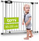 BOMI TÜV GS Siegel Kindertreppen Gitter XXL Merle | Ohne Bohren | 90 Stop | Schließt automatisch | Gittertür aus Metall Weiss | Stabile Baby Schutzgitter Tür für Kindersicherheit | Breite: 85-93 cm