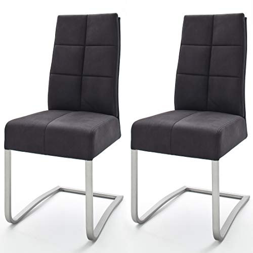 Robas Lund Esszimmerstühle 2er Set Schwarz, Schwingstuhl Esszimmerstuhl mit Taschenfederkern, Stuhl Salva 2