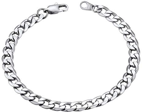 ChainsHouse Kubanische Kette Armband Herren Edelstahl Panzerkette Armbänder 6MM breit Männer Panzerarmband 21cm Gliederkette Armskette Silber Gliederarmband Armschmuck für Mädchen