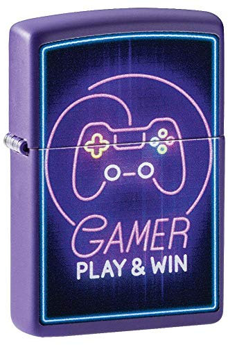 ZIPPO – Game Design Play & Win - Deep Purple Matte - Color Image- Sturmfeuerzeug, nachfüllbar, in hochwertiger Geschenkbox