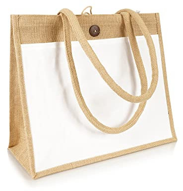 Jute statt Plastik Original | JB1415MC | Jutetasche Canvas | Jutebeutel Einkaufstasche | Fair & Nachhaltig | Shopping Einkauf | 3er-Set