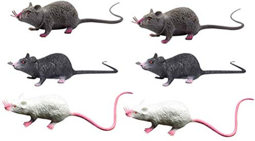 TOYANDONA 6pcs Halloween Rat Figurine Tricky Scary Party Props Artificial Fake Mice Mouse Toy for Prank Game Halloween Parties