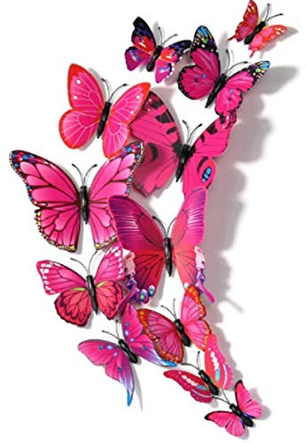 12 Stück 3D Abnehmbare Magnete Schmetterlinge Deko Butterfly Wandsticker für Heimwerker, Babyzimmer, Büro, Party und Geburtstag Dekoration