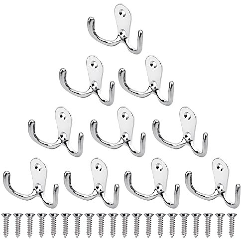 Winfred Kleiderhaken Vintage Garderobenhaken 10 Stück Wand Mantelhaken mit Schrauben Wandhaken für Küche Bad Schrank Badezimmer Silber (Schwarz)