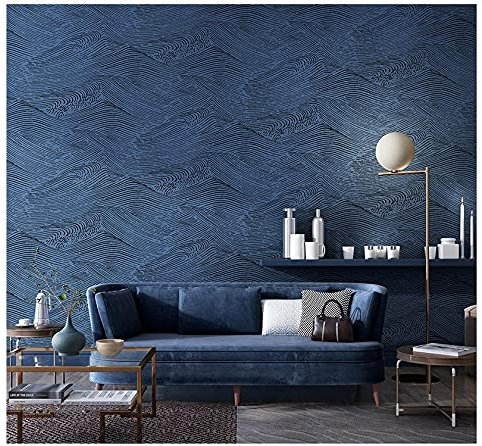 ZZDXL Wallpaper Blue Japanese Style Wallpaper for Bedroom Adults,3D Wallpaper for Living Room Modern Minimalist Non-Woven Wallpaper Embossed Wall Paper Roll Kids Wallpaper Boys Girls