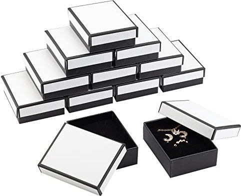 NBEADS 16 Stück Karton Schmuckschatullen, White Paper Boxen Set Geschenkboxen Mit Schwammmatte Für Armband Halskette Ohrring Anhänger Schmuck, 9x7x3.1 cm