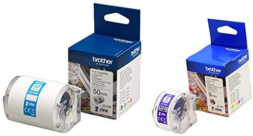 Brother CZ-1005 Farbetikettenrolle, 50 mm breit, 5 m lang für Etikettendrucker VC-500W & CZ-1001 Farbetikettenrolle, 9 mm breit, 5 m lang für Etikettendrucker VC-500W