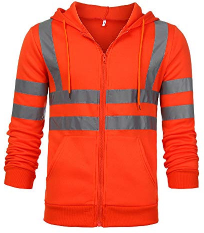 WENZHOU Herren Hohe Sichtbarkeit Kapuzenpullover Workwear Warnschutz Hoodie Reflektierend Sicherheitsjacke Atmungsaktiv Langarm Kapuzenpulli Sweatshirt Arbeitsjacken für Herren Winter M-3XL