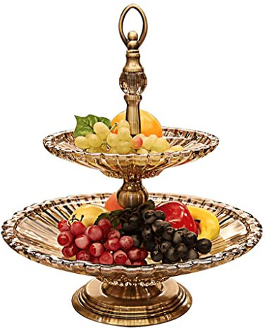 Corbeille Fruit Coupe a Fruit Bol de Fruits à 2 Niveaux, Panier de Fruits de Cristal Classique de Verre for Salon Décoration de Cuisine Panier à Fruit Porte Fruits