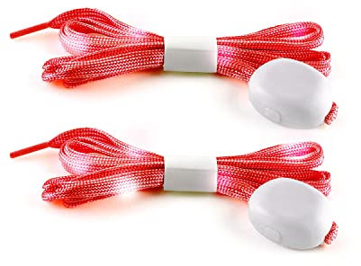 1 Nylon LED Schnürsenkel Leuchtende Schnürsenkel Blinkende LED Disco Licht Schnürsenkel Leuchten im Dunkeln Schnürsenkel Nacht Sicherheit Festival Zubehör Hip Hop Schuhe Stiefel Rot